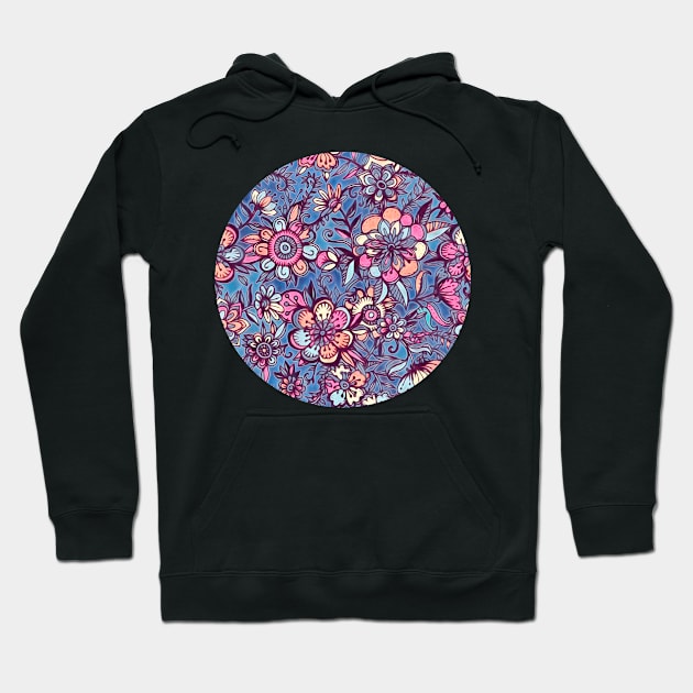 Sweet Spring Floral - soft indigo & candy pastels Hoodie by micklyn